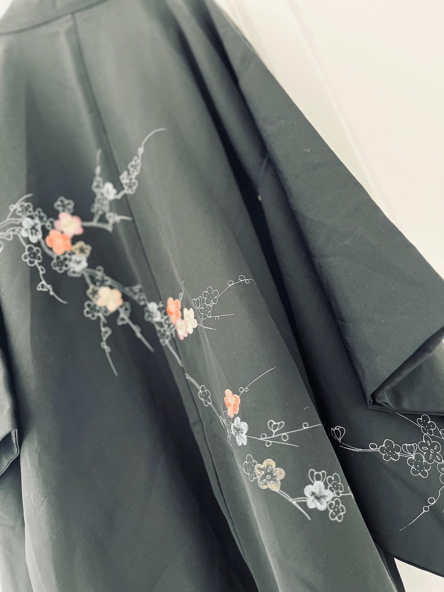 Cherry Blossom Haori - Blooming florals on midnight silk. Rare piece.