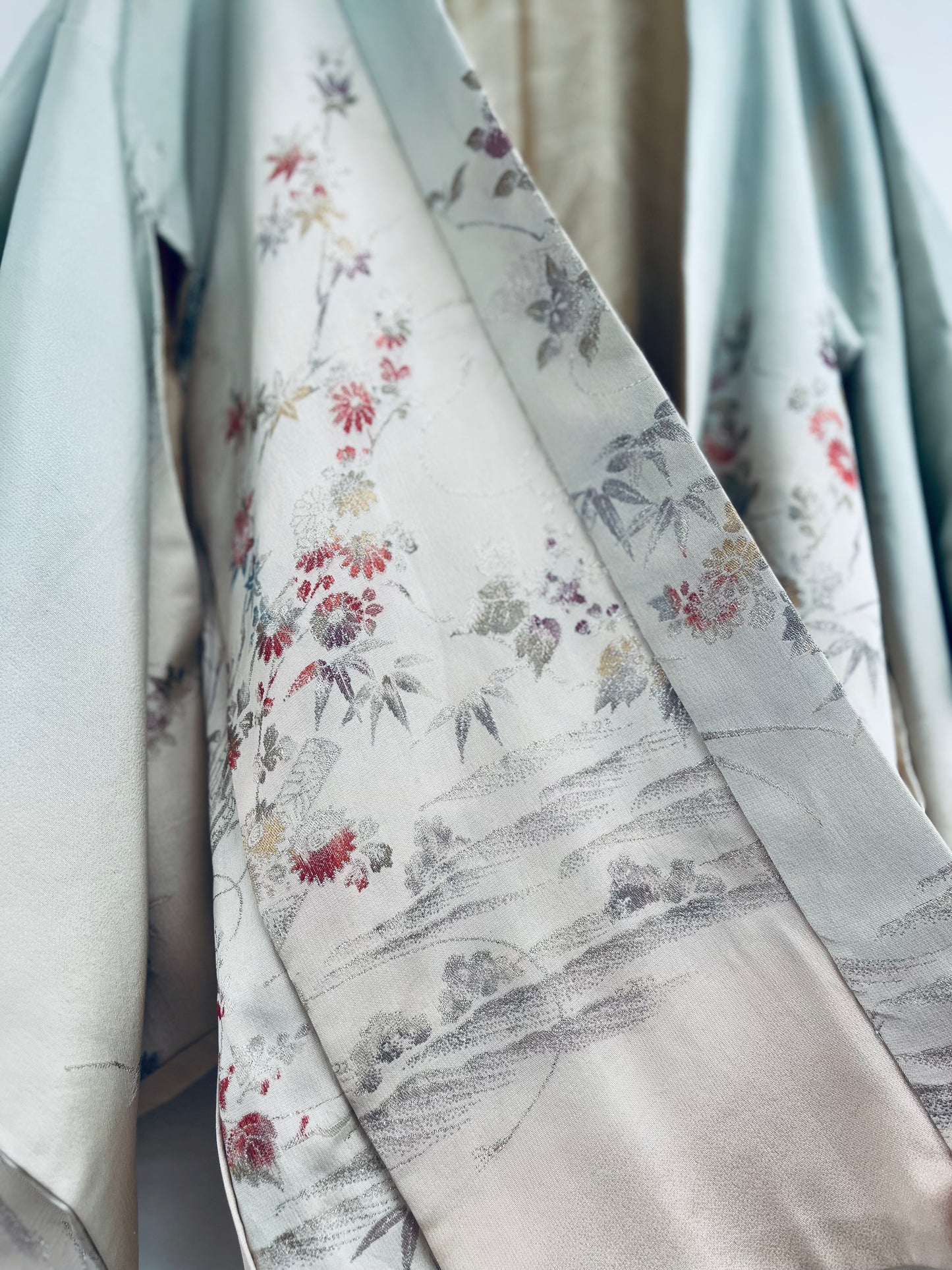 Moonlake Haori - Soft celadon silk, serene and rare. One-of-one heirloom.