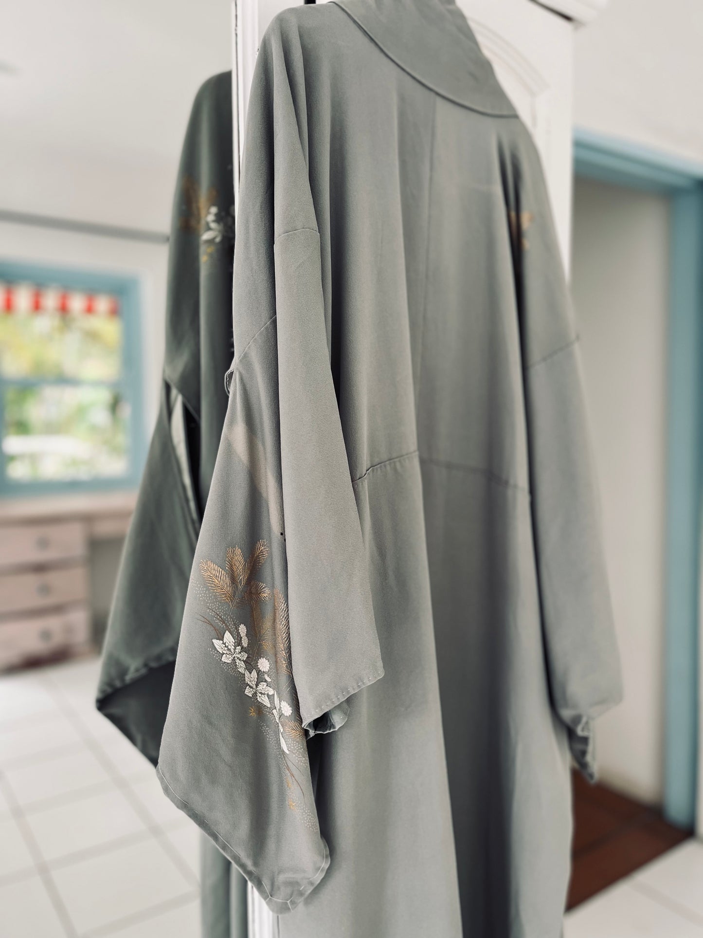 Aurelia Kimono - Soft gold silk shimmer. Rare vintage heirloom.