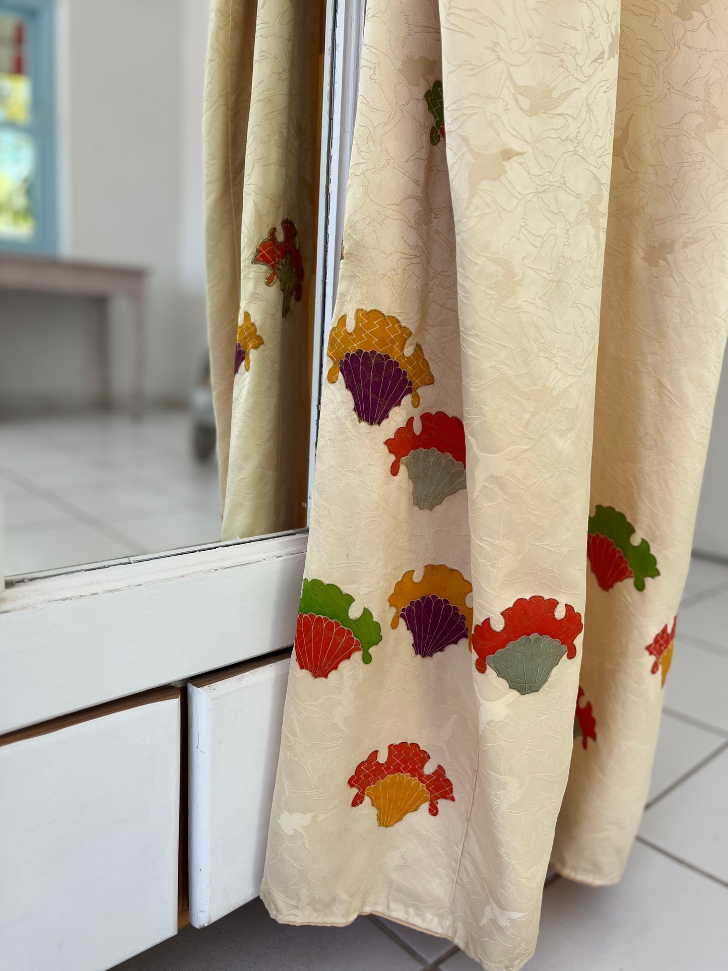 The Autumn Fan Kimono - hand-dyed pure silk Japanese heirloom. One of One.
