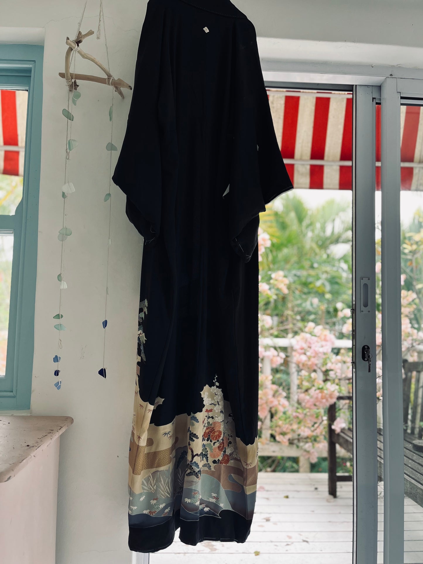 A Silent Garden - Kimono - Handpainted Vintage Japanese pure silk heirloom. Rare and regal.