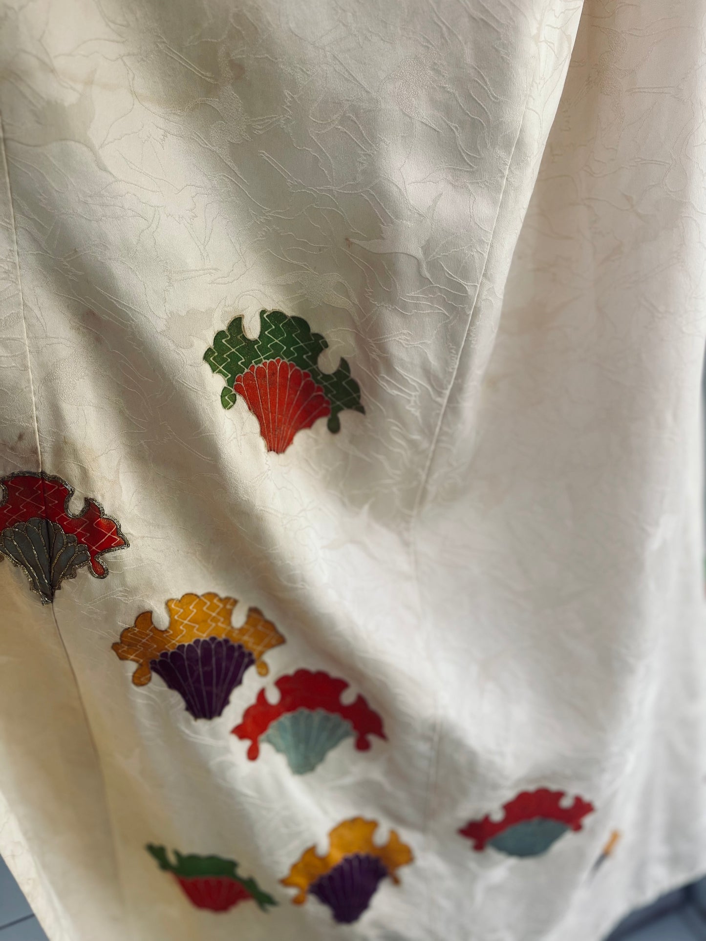 The Autumn Fan Kimono - hand-dyed pure silk Japanese heirloom. One of One.