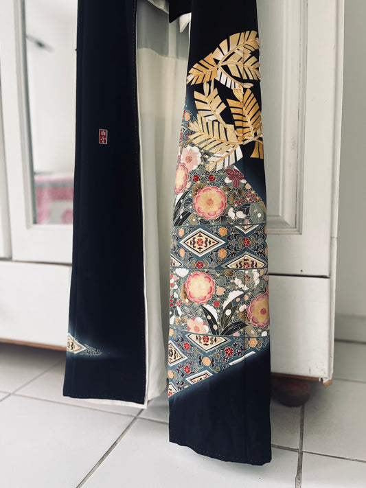 Imperial Shadow Kimono - Artist signed - Pure Silk Hand-painted heirloom.