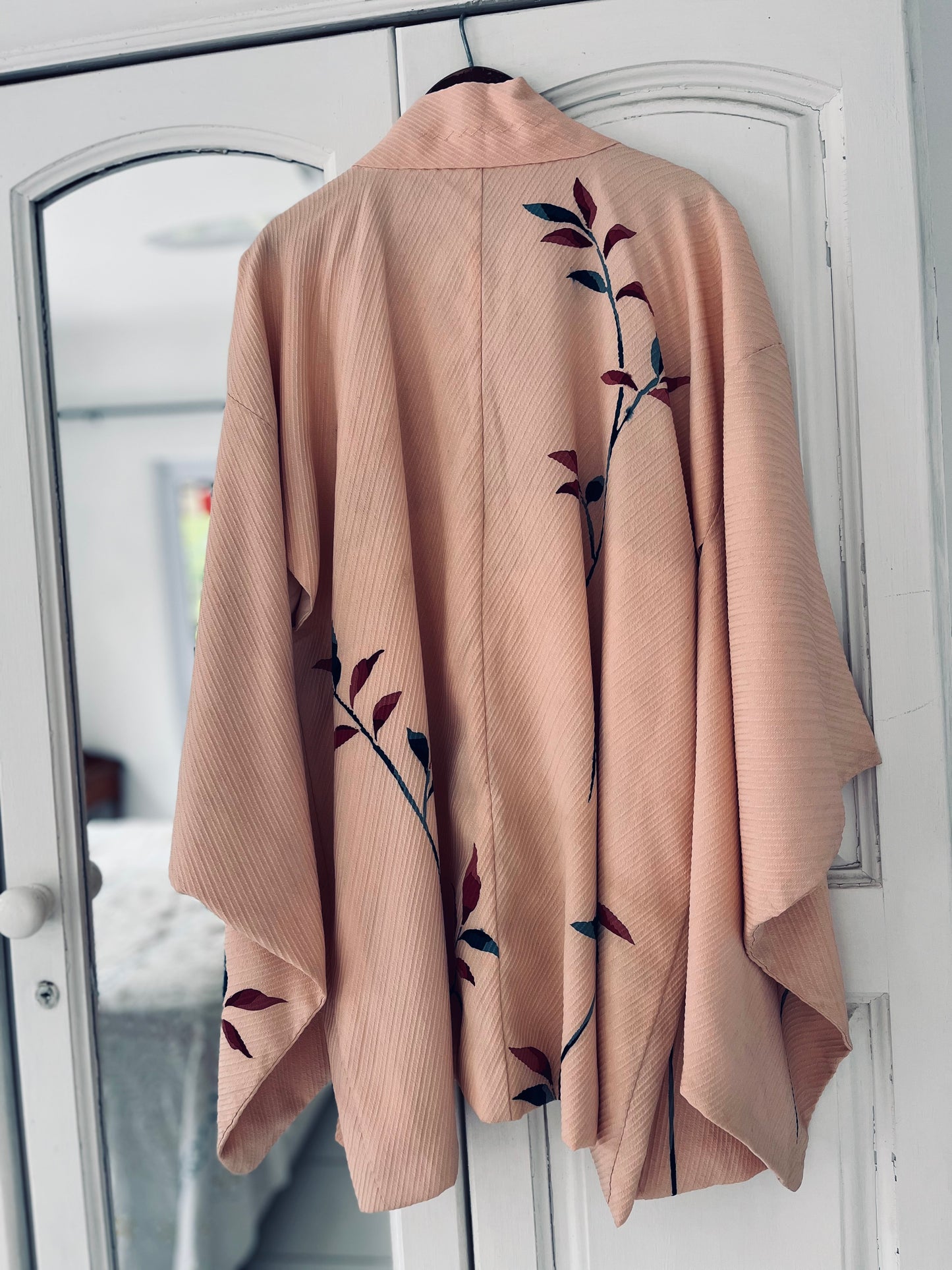 Blush Stem Haori- One of One. Vintage Japanese pure silk heirloom. Handmade in Japan.