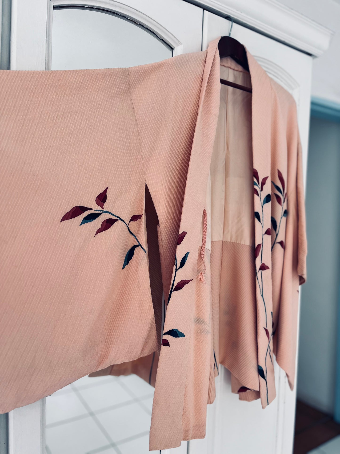 Blush Stem Haori- One of One. Vintage Japanese pure silk heirloom. Handmade in Japan.