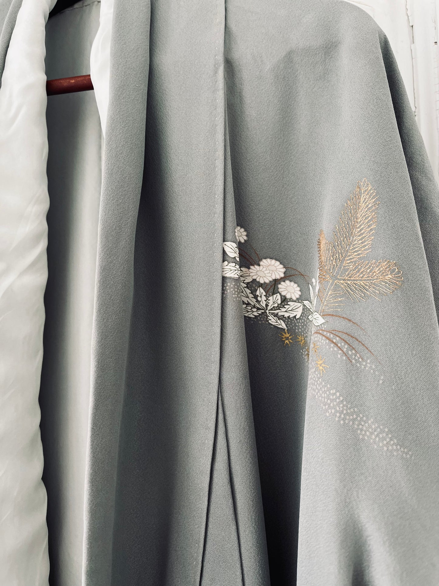 Aurelia Kimono - Soft gold silk shimmer. Rare vintage heirloom.