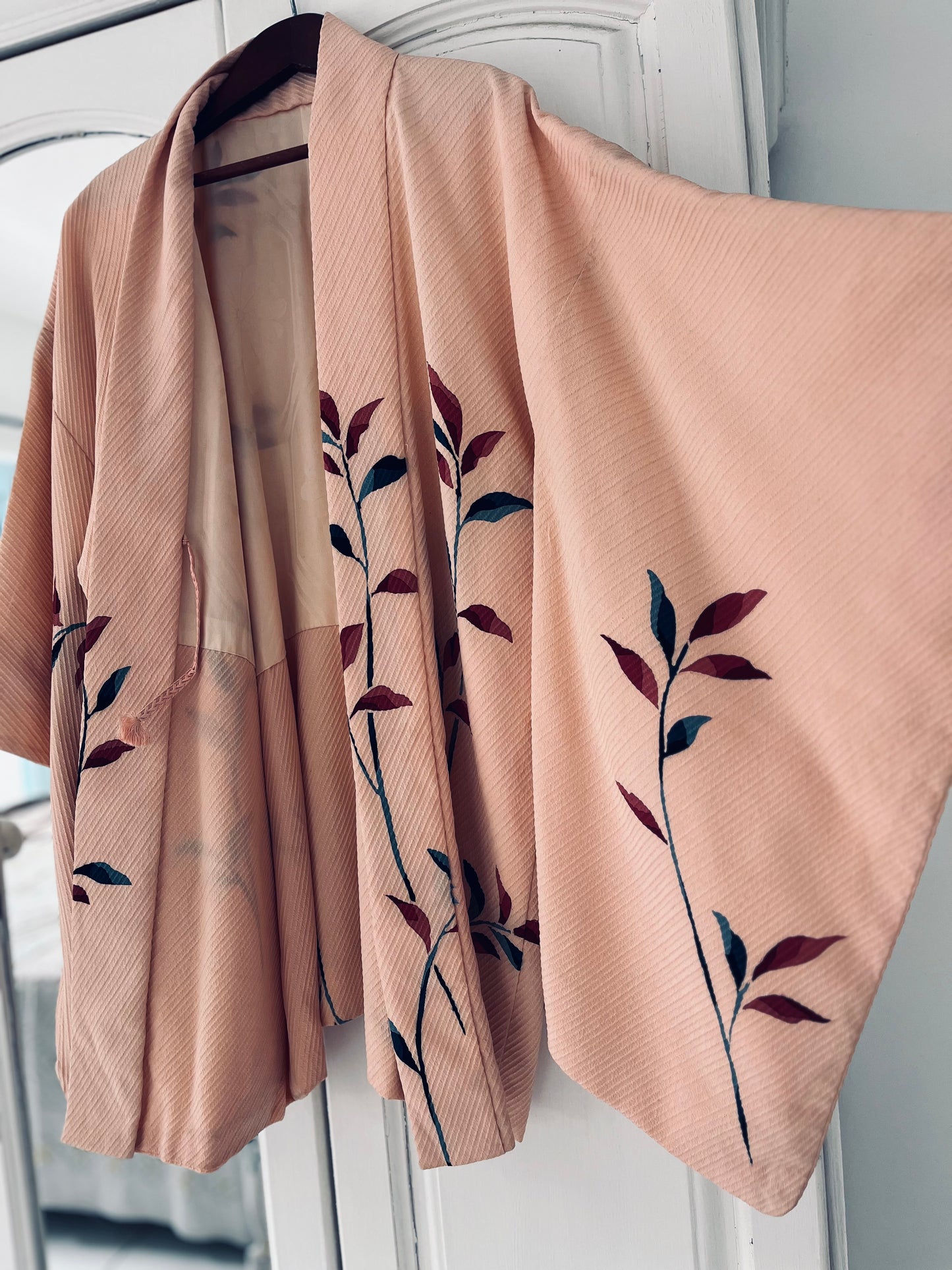 Blush Stem Haori- One of One. Vintage Japanese pure silk heirloom. Handmade in Japan.