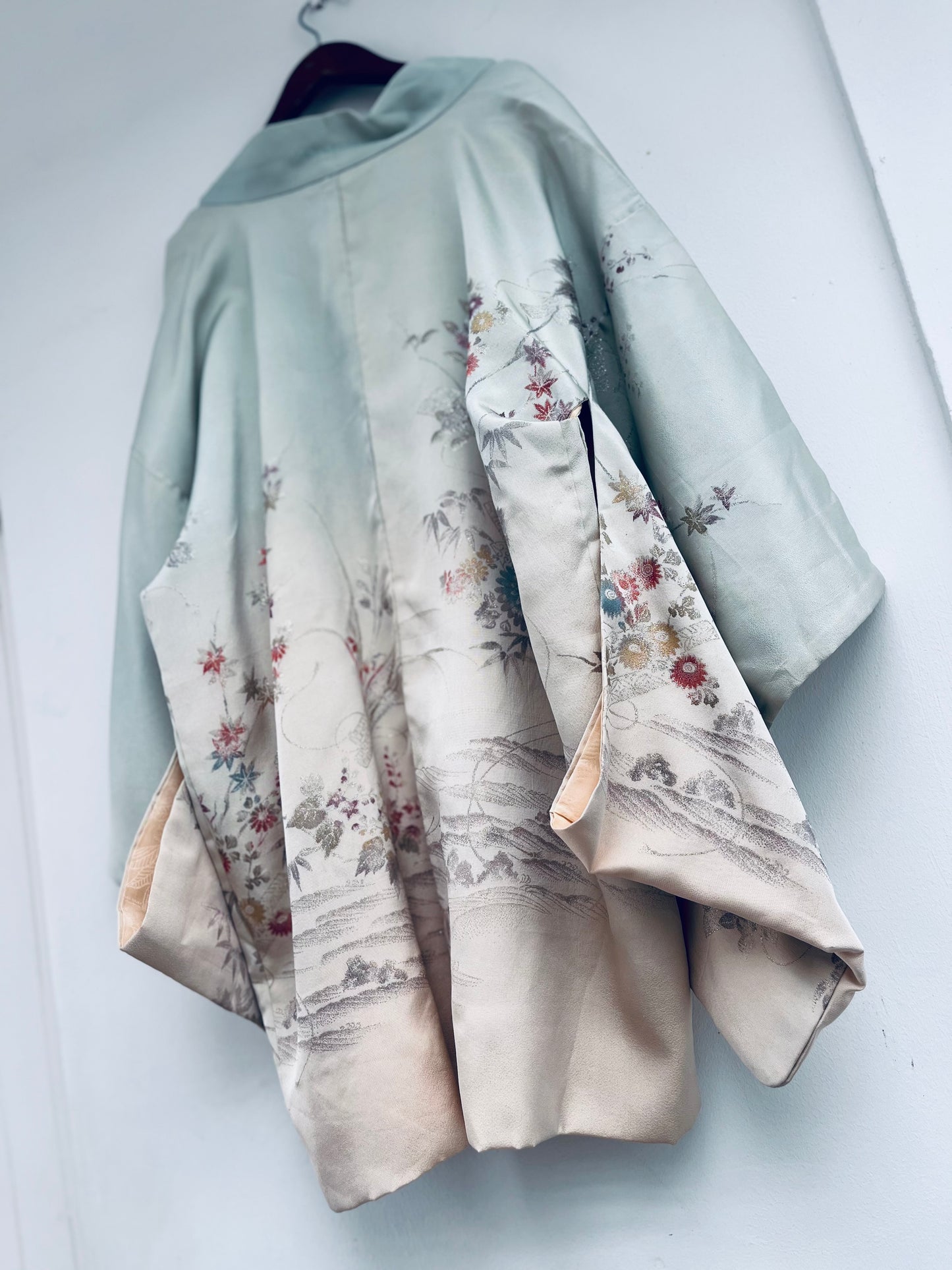 Moonlake Haori - Soft celadon silk, serene and rare. One-of-one heirloom.