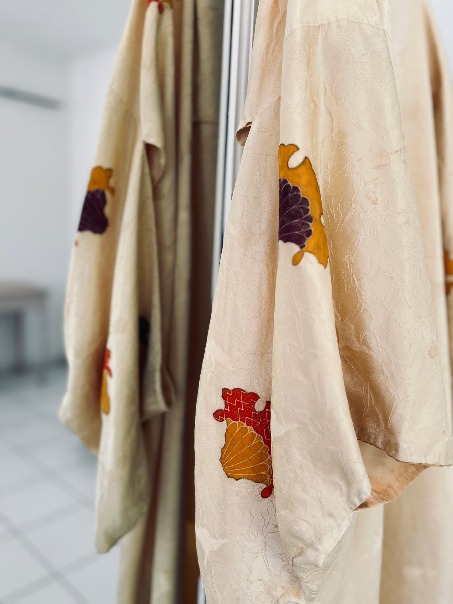 The Autumn Fan Kimono - hand-dyed pure silk Japanese heirloom. One of One.