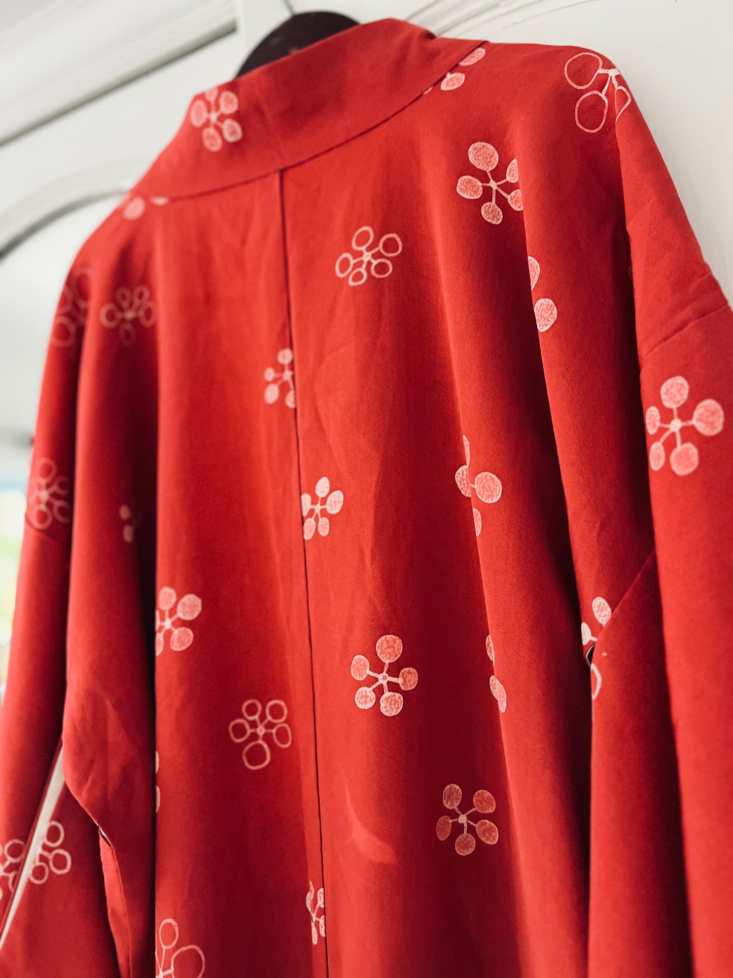 Crimson Petals Haori - Vintage Japanese Silk Haori Kimono Jacket - Shōwa Era, One of One pure silk