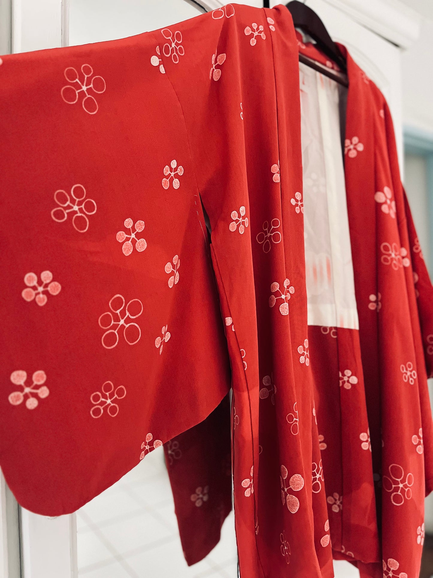 Crimson Petals Haori - Vintage Japanese Silk Haori Kimono Jacket - Shōwa Era, One of One pure silk