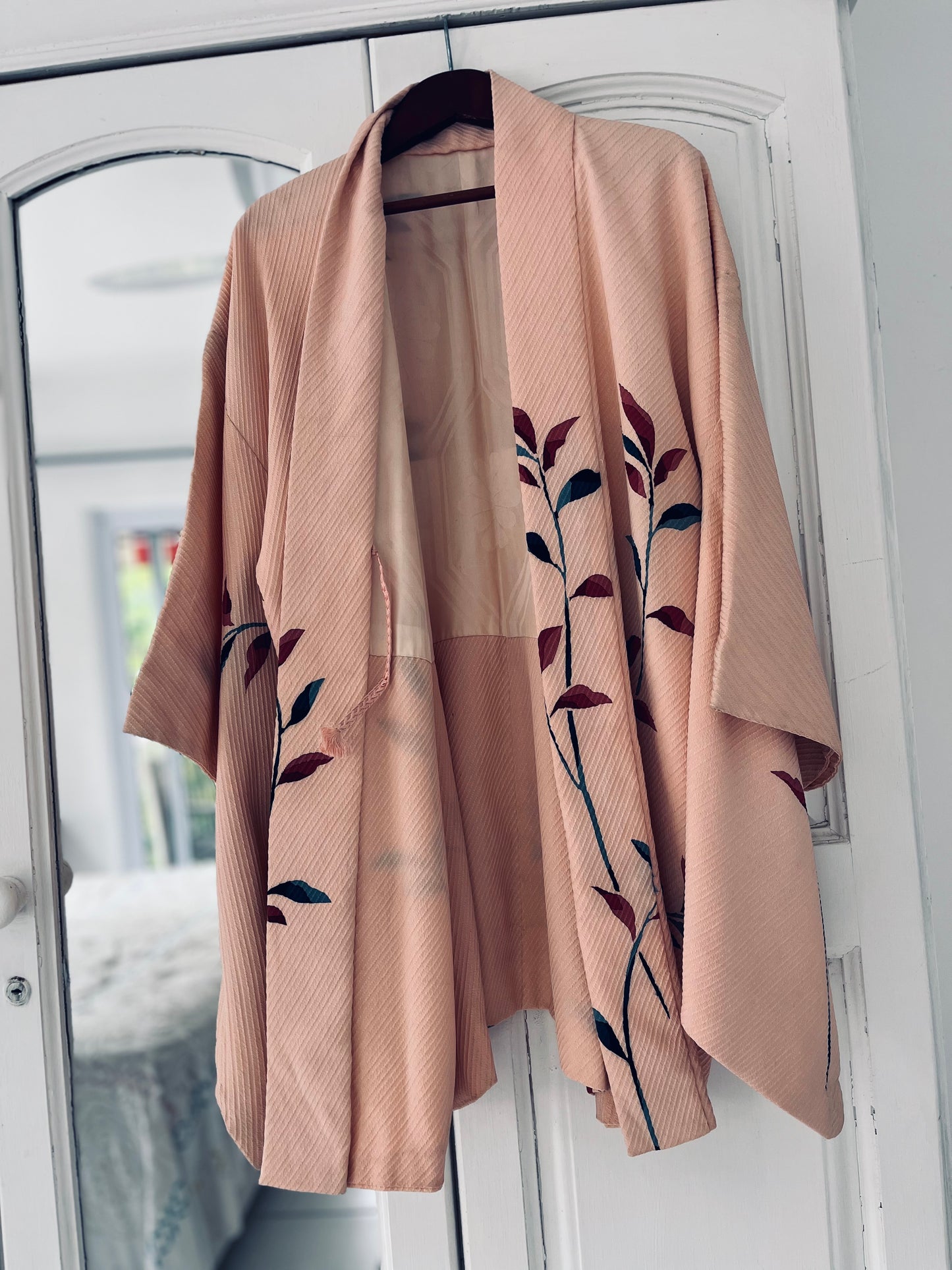 Blush Stem Haori- One of One. Vintage Japanese pure silk heirloom. Handmade in Japan.