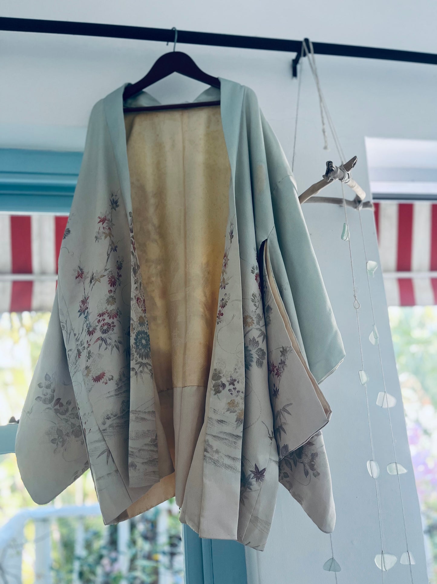 Moonlake Haori - Soft celadon silk, serene and rare. One-of-one heirloom.