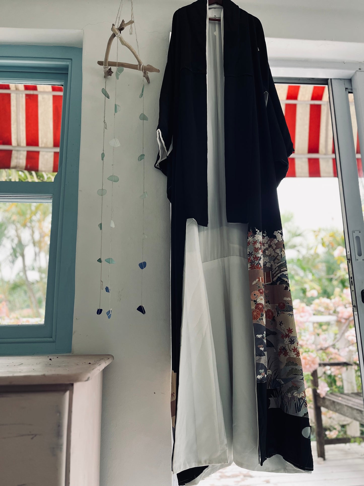 A Silent Garden - Kimono - Handpainted Vintage Japanese pure silk heirloom. Rare and regal.