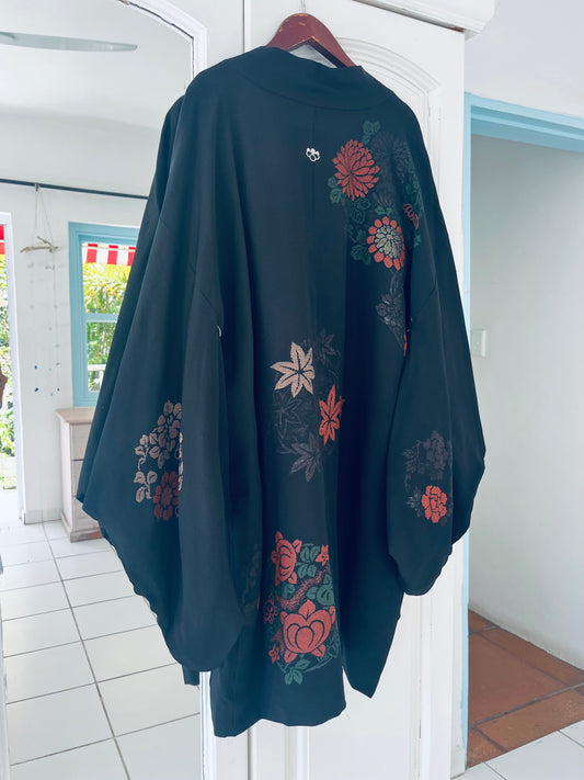 Obsidian Bloom - One of one. Vintage Japanese Haori. Hand-selected in Japan. Heirloom.