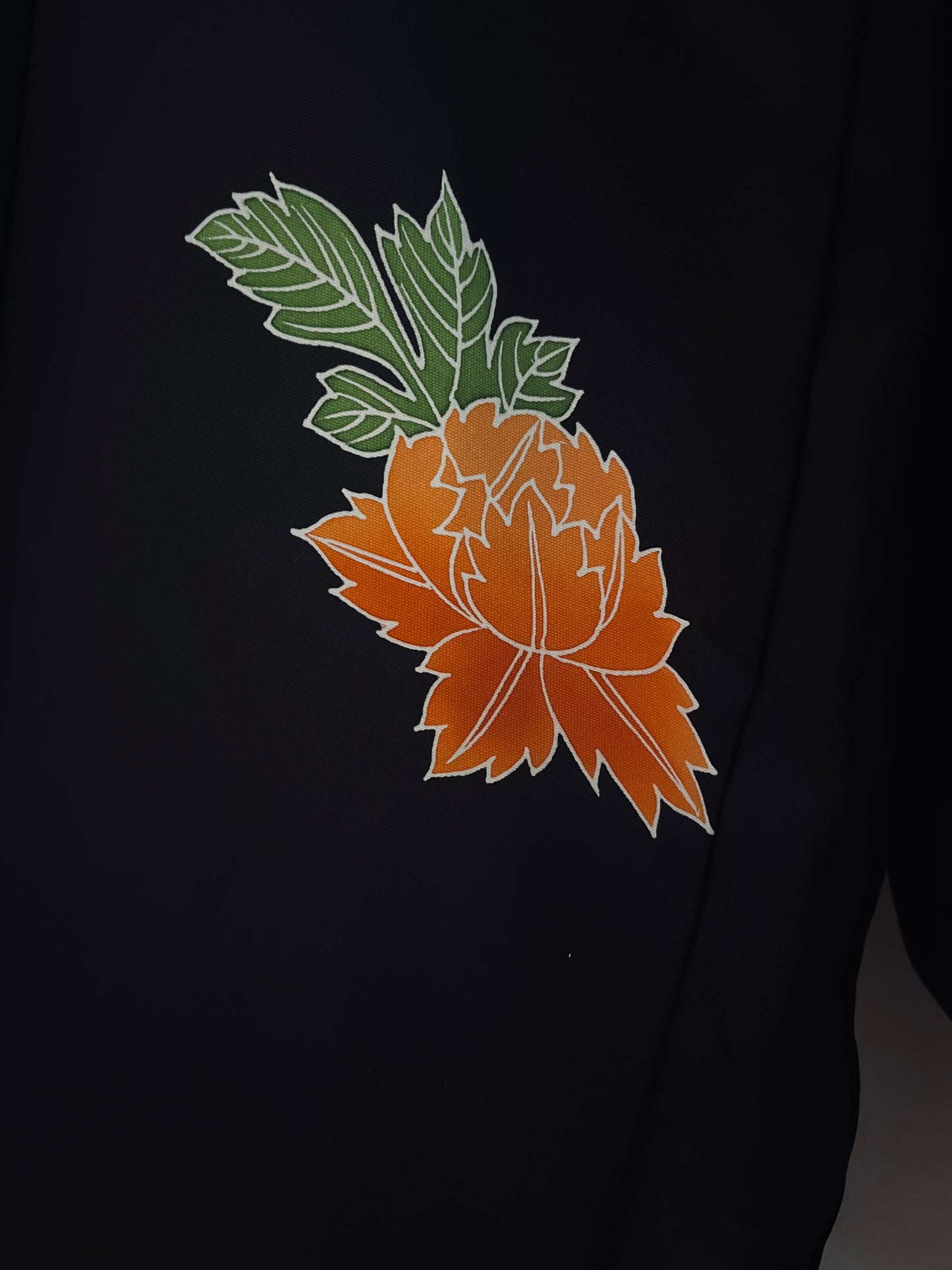 Kikyo Haori - Silk heirloom with orange bloom accents.