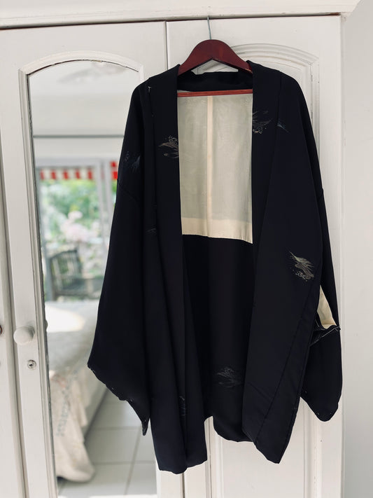 Shadow Flight Haori -Vintage Japanese Silk rare heirloom