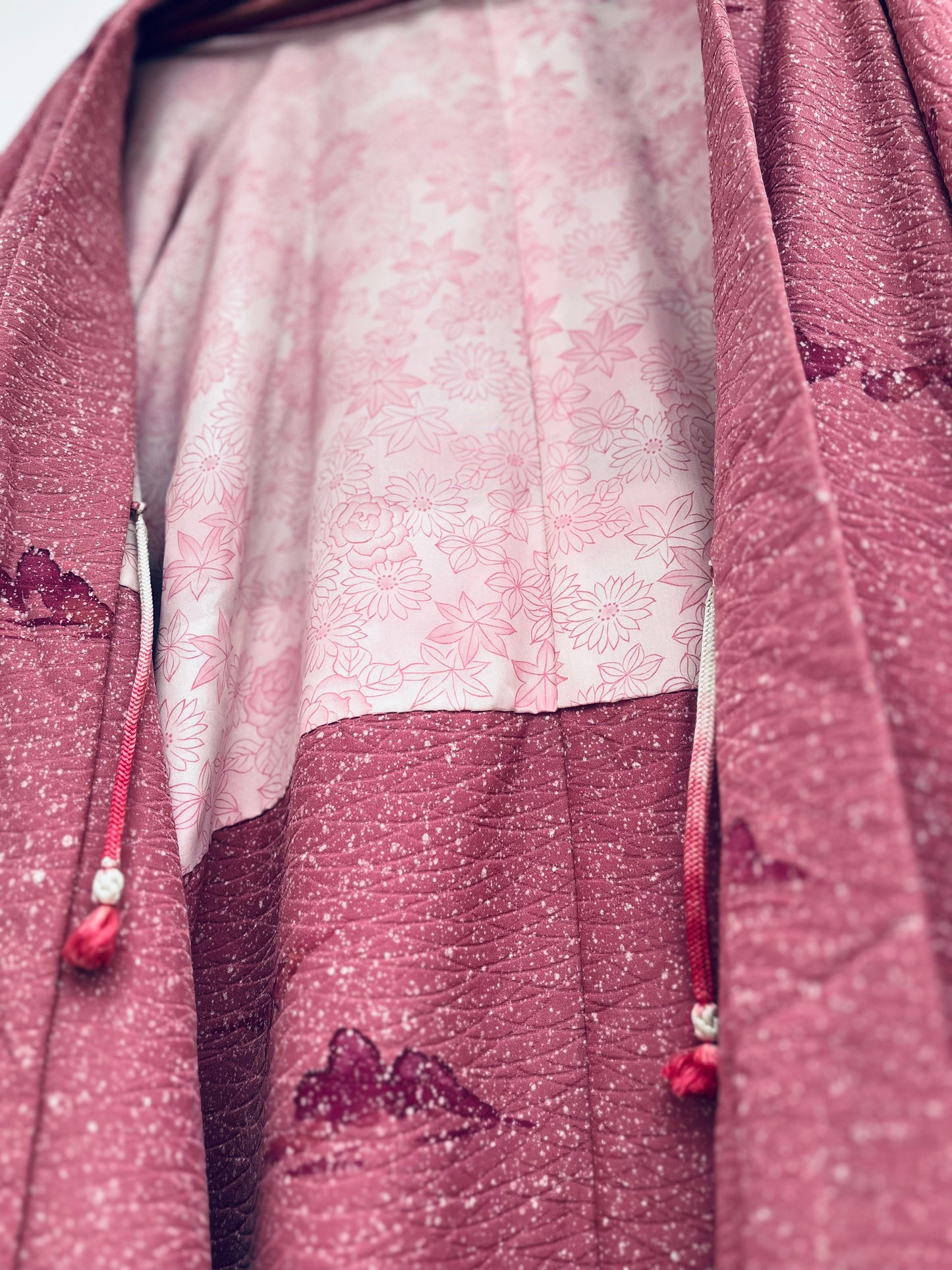 Plum Dust Haori - Muted plum silk, subtle florals. Rare find.