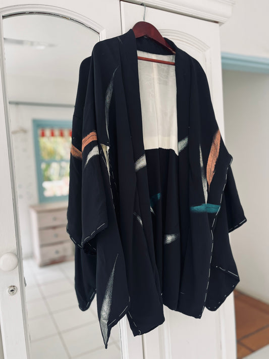 Midnight Crest Haori - One of One - Vintage Japanese Silk - Handpicked in Japan