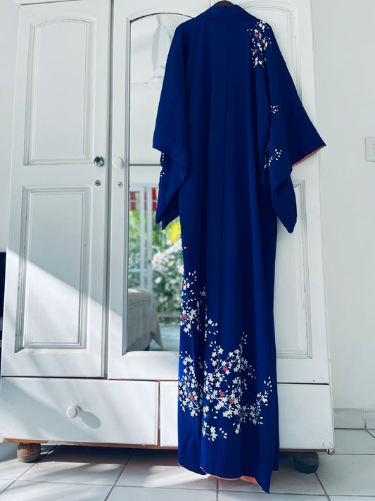 Azure Bloom Kimono - One of one. Vintage Japanese Kimono. Handcrafted Heirloom.