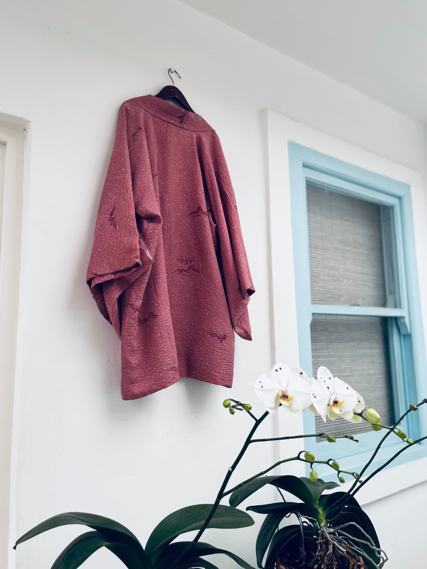 Plum Dust Haori - Muted plum silk, subtle florals. Rare find.