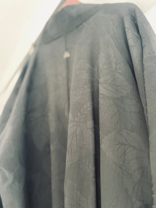 Midnight Leaves Haori -Vintage Japanese Silk one of one Heirloom