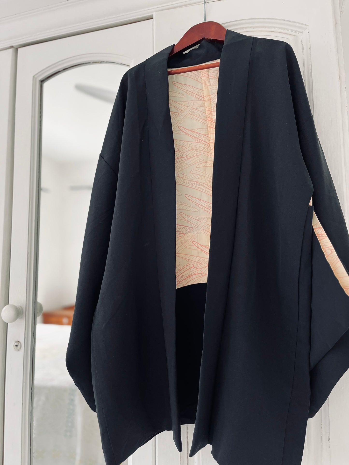 Cherry Blossom Haori - Blooming florals on midnight silk. Rare piece.